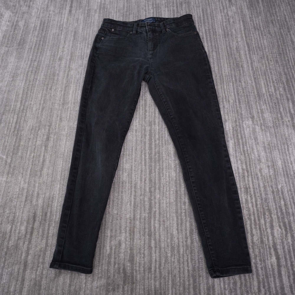 Talbots Skinny Jeans Womens 8P Black Good Simply Flattering High Rise Denim